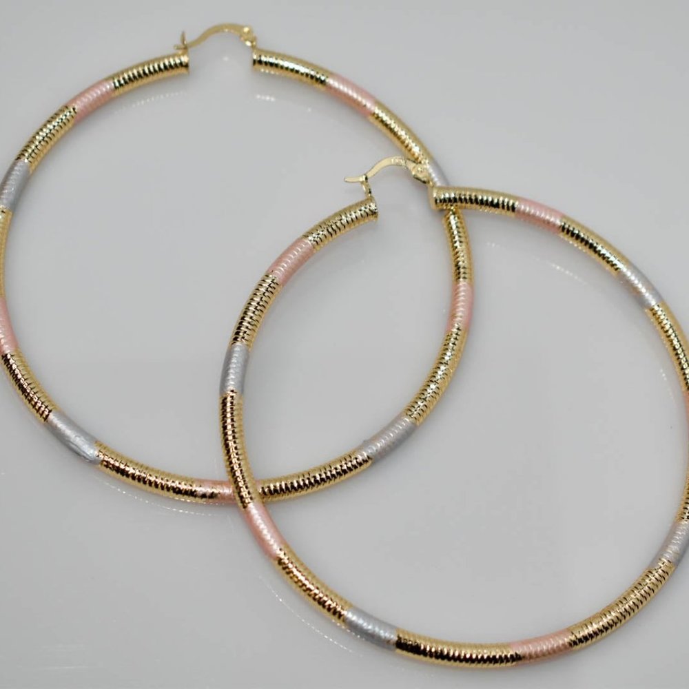 85MM Two-Tone Hoop Earrings
